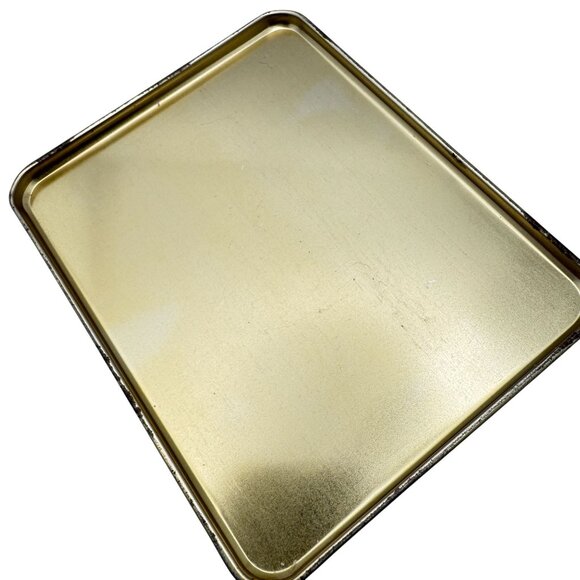 Vtg English Tin Canister Blue Gold Hunting Motif & Tea Biscuit Storage - Picture 5 of 6